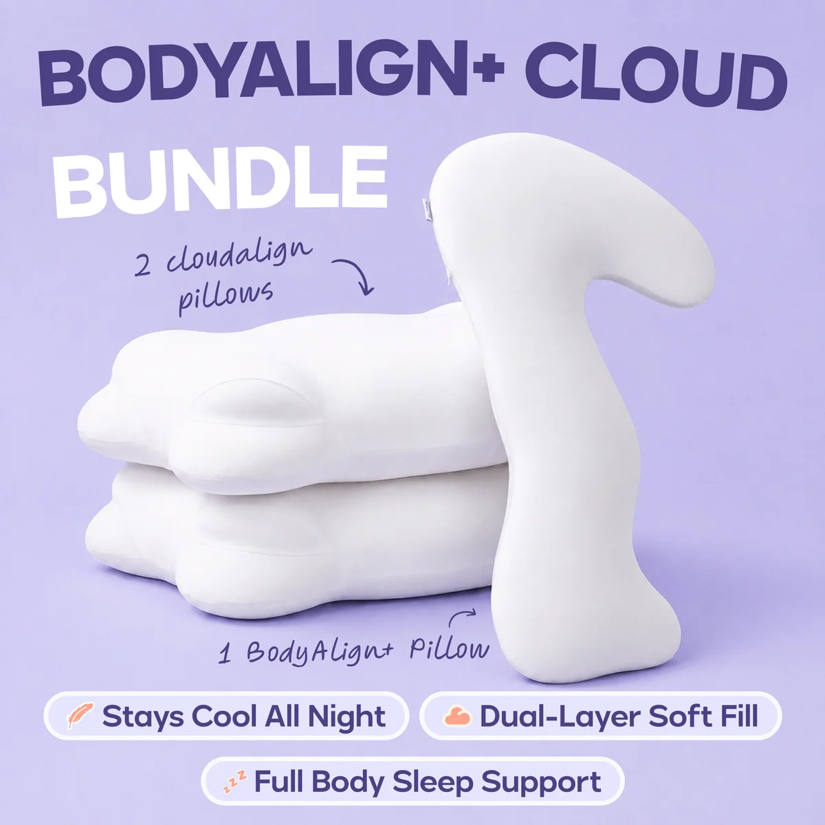 BodyAlign Plus+ Cooling Pillow + 2 CloudAlign Pillows