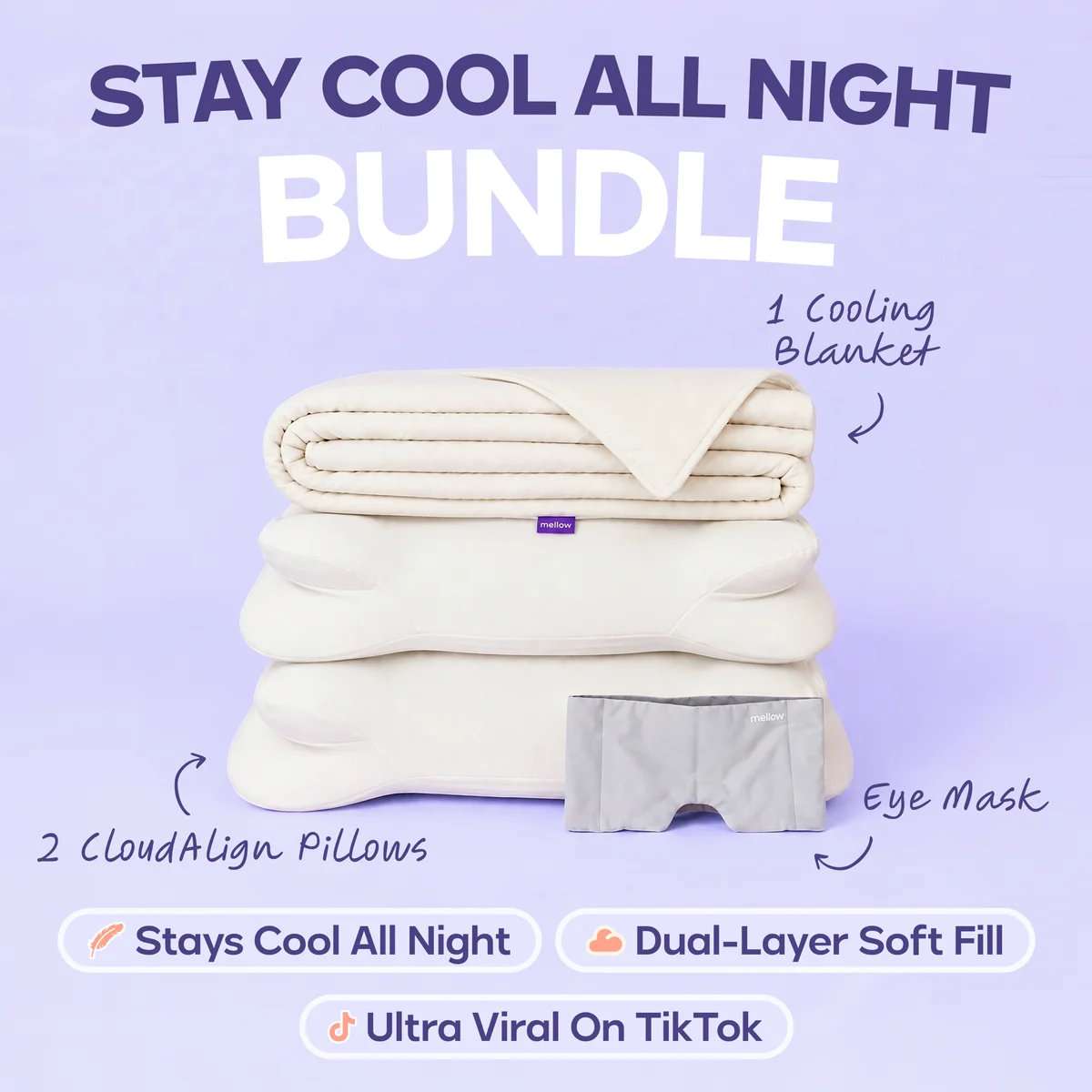 CloudCool™ Cooling Comforter + 2 CloudAlign Pillows + Weighted Eye Mask