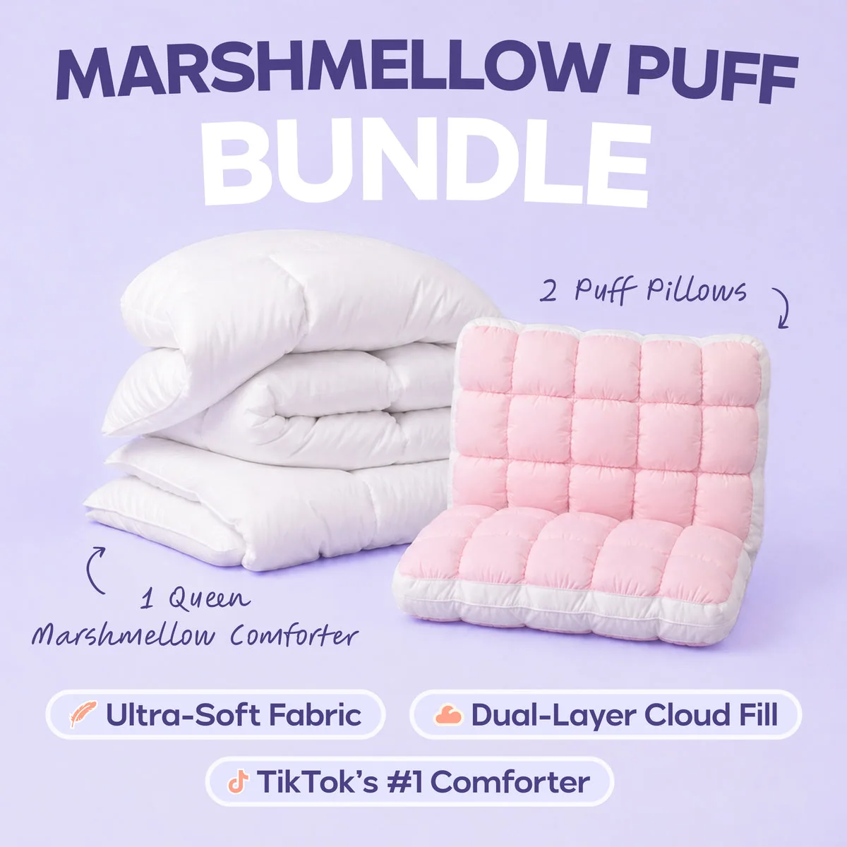 MarshCloud Comforter + 2 Puff Pillows