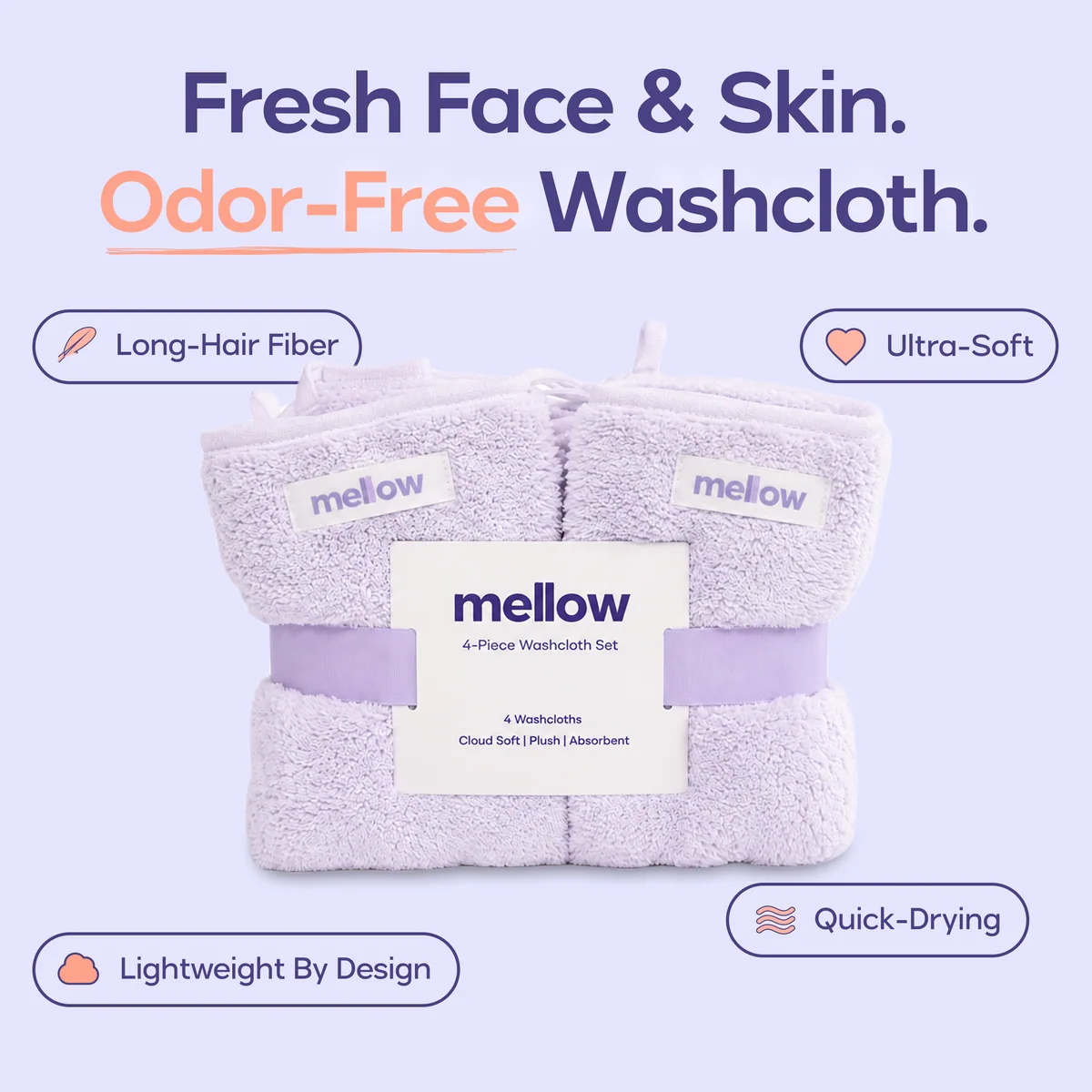 Cloud Plush Washcloths (4-Pack)