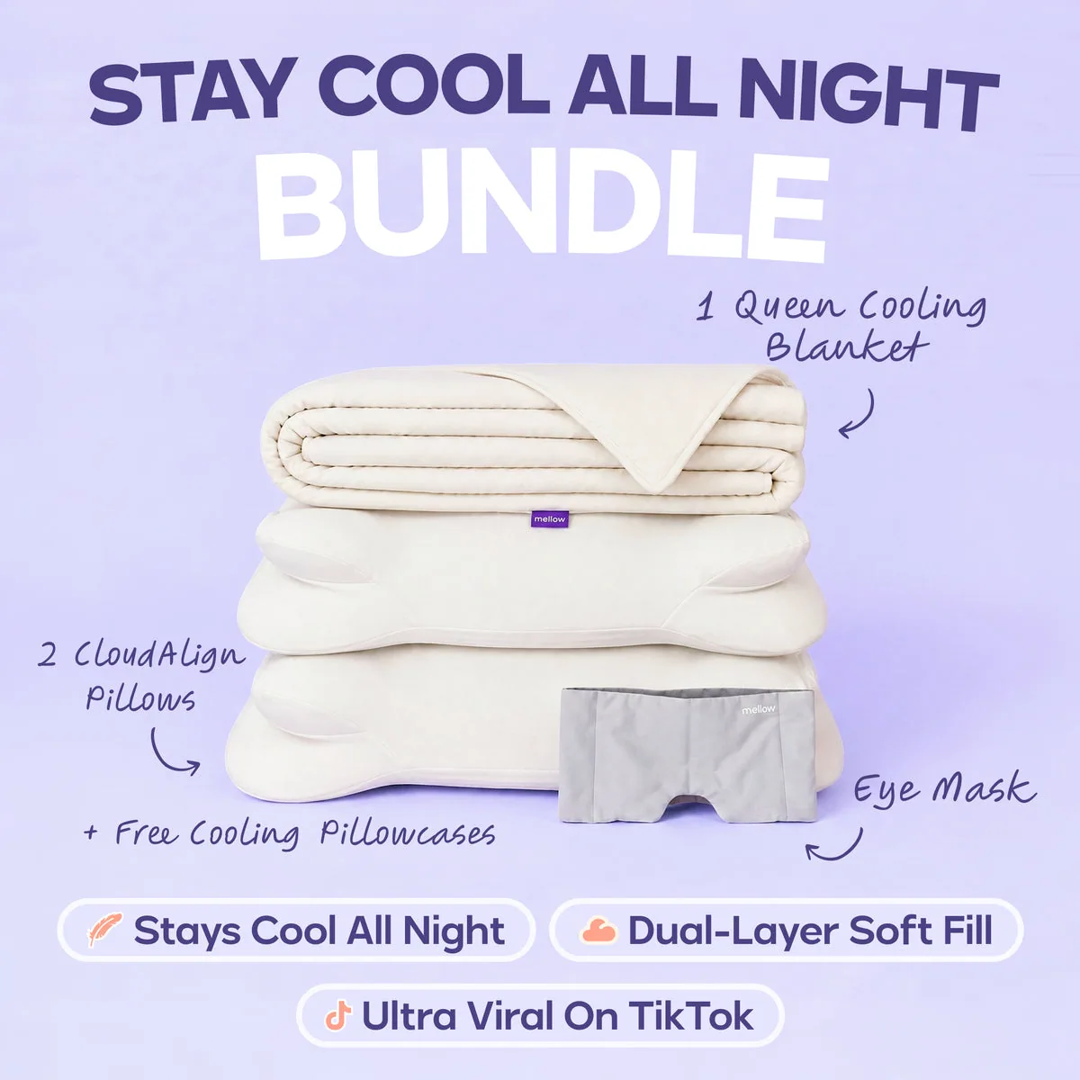 CloudCool™ Cooling Comforter + 2 CloudAlign Pillows + Weighted Eye Mask